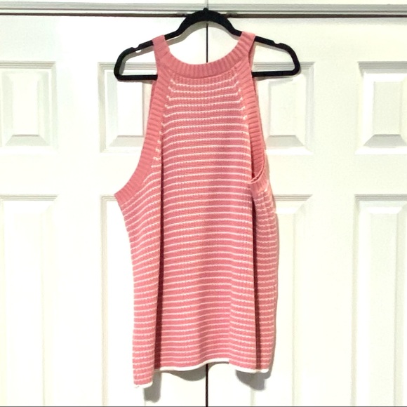 BOGO Lane Bryant Pink/Coral Sweater w/ White Stripes Sleeveless Top size 18/20 - Picture 3 of 3